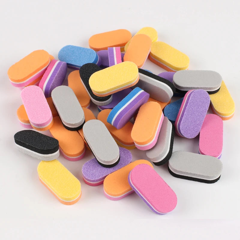 50pcs/lot Mini Sponge Nail File 100/180 Colorful Nail Buffer Double Sided Sanding Buffer Cuticle