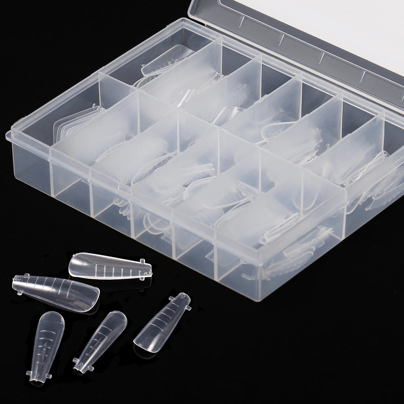 120PCS Clear Dual Forms for Poly Gel – Stiletto & Coffin Nail Extension Moulds