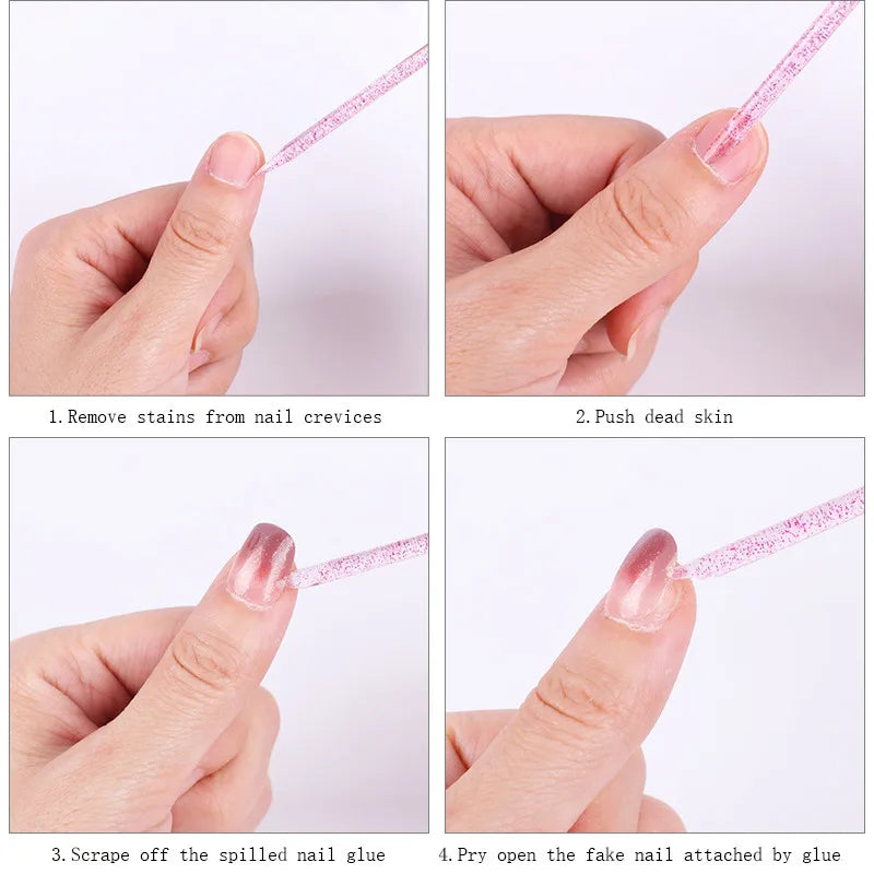 100pcs Dual-End Crystal Cuticle Pushers – Reusable Colorful Manicure & Pedicure Tools