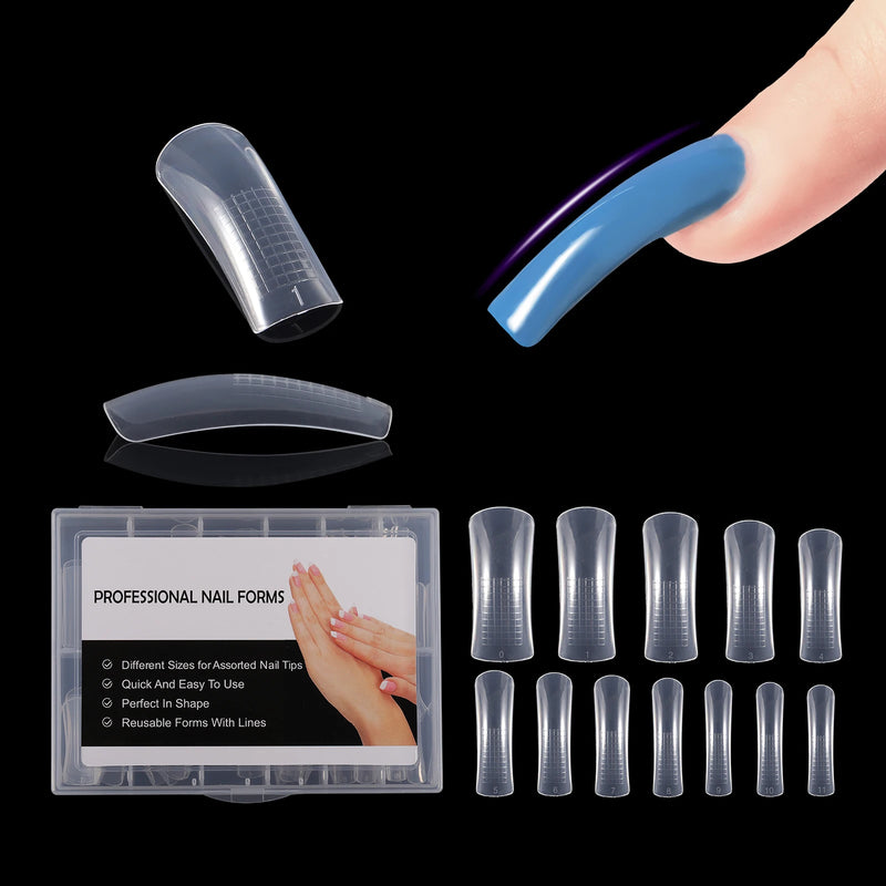 120PCS Clear Dual Forms for Poly Gel – Stiletto & Coffin Nail Extension Moulds