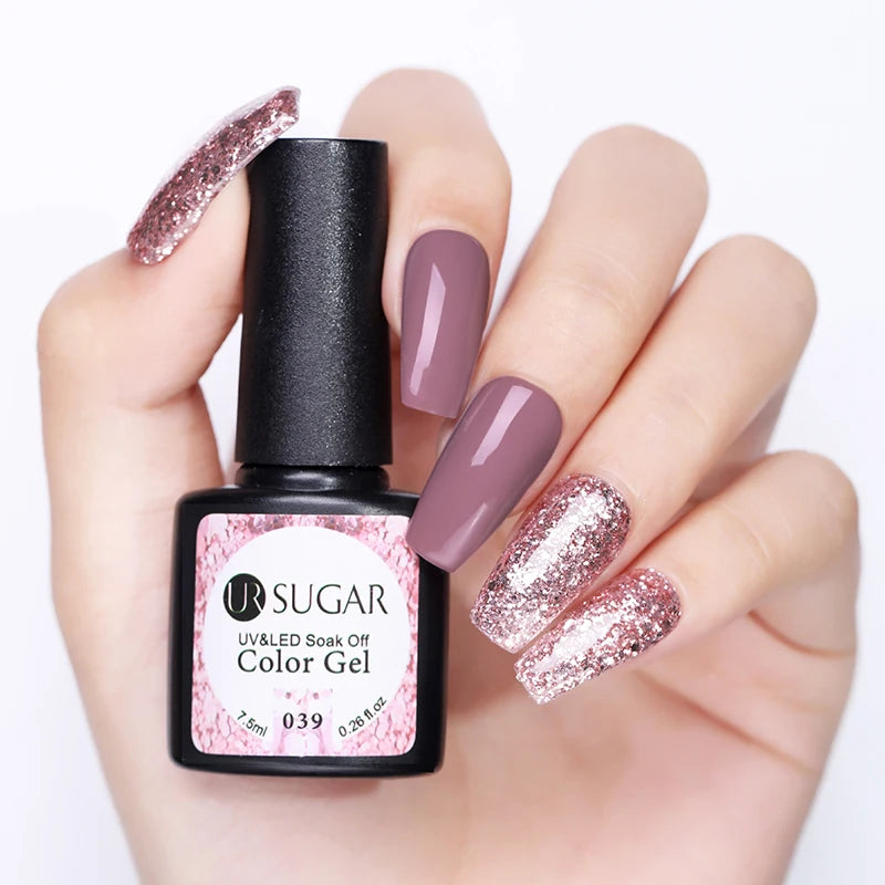 Glitter UV Gel Nail Polish Glitter Sequins Soak Off UV Gel Varnish Colorful Nail Gel Polish DIY