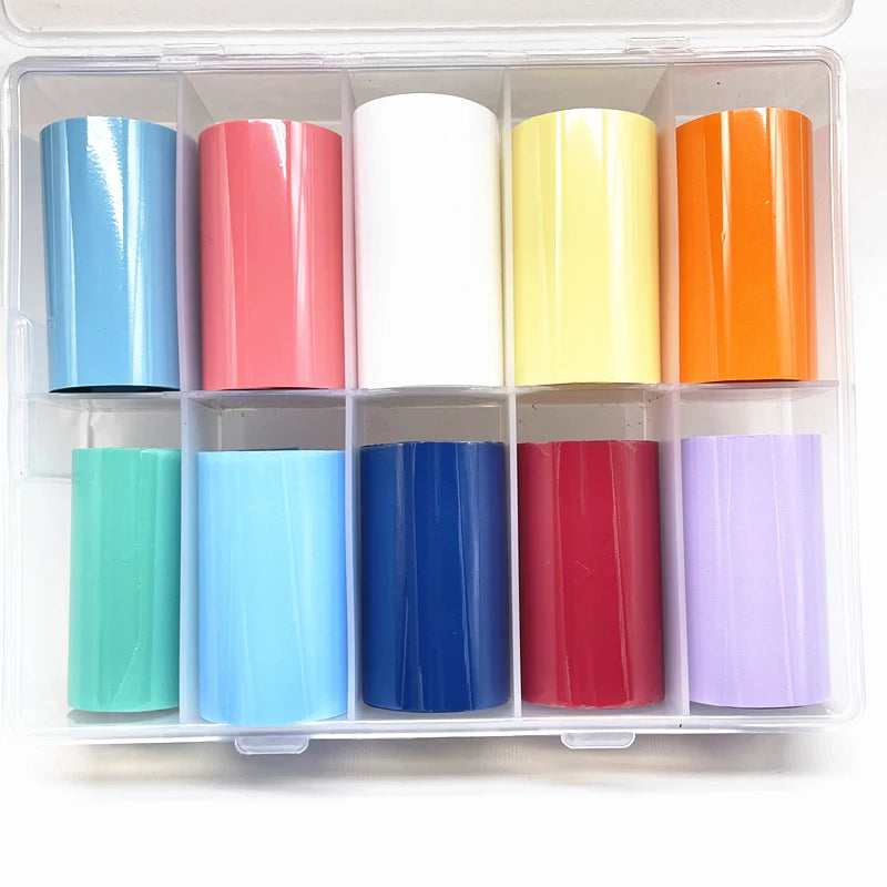 Metallic Nail Foil Transfer Paper – 10 Sheets Chameleon Neon Champagne Wraps for DIY Nail Art