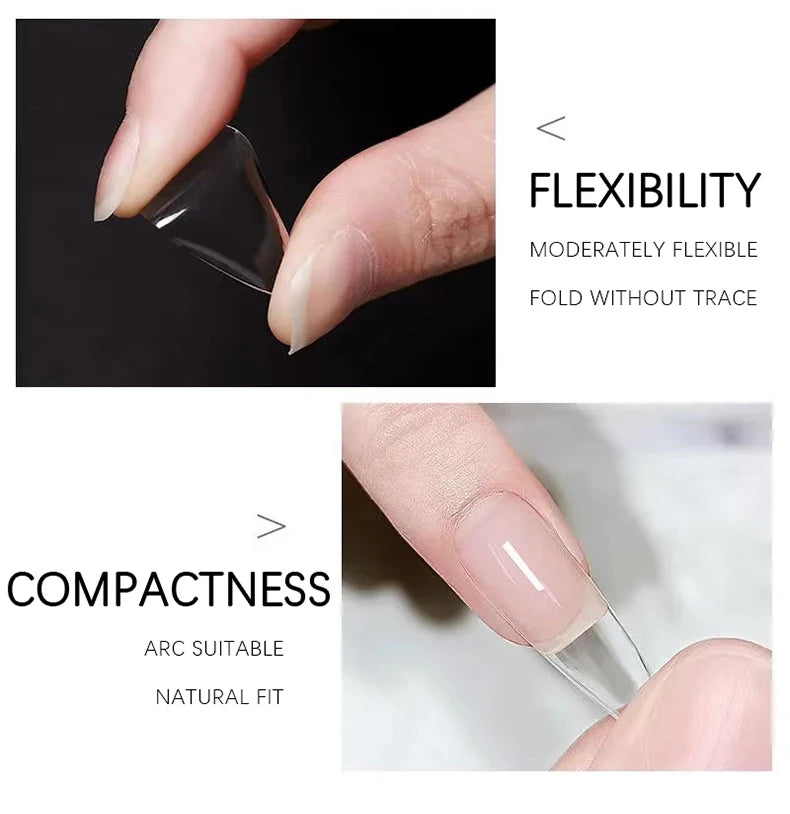 600PCS PRO Full Cover Fake Nail Tips – Clear, Matte & Semi-Matte Acrylic Nail Extensions