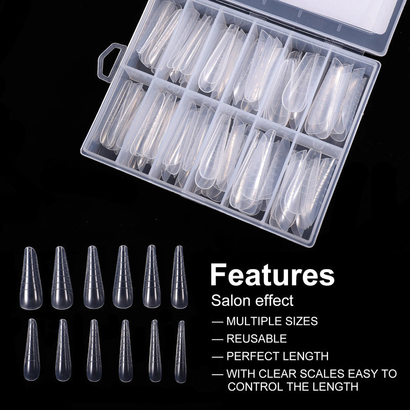 120PCS Clear Dual Forms for Poly Gel – Stiletto & Coffin Nail Extension Moulds