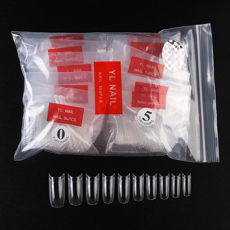500pcs Half Cover False Nails Press on Nails Tips Clear Acrylic Nails 10 Sizes  for Nail Salons DIY