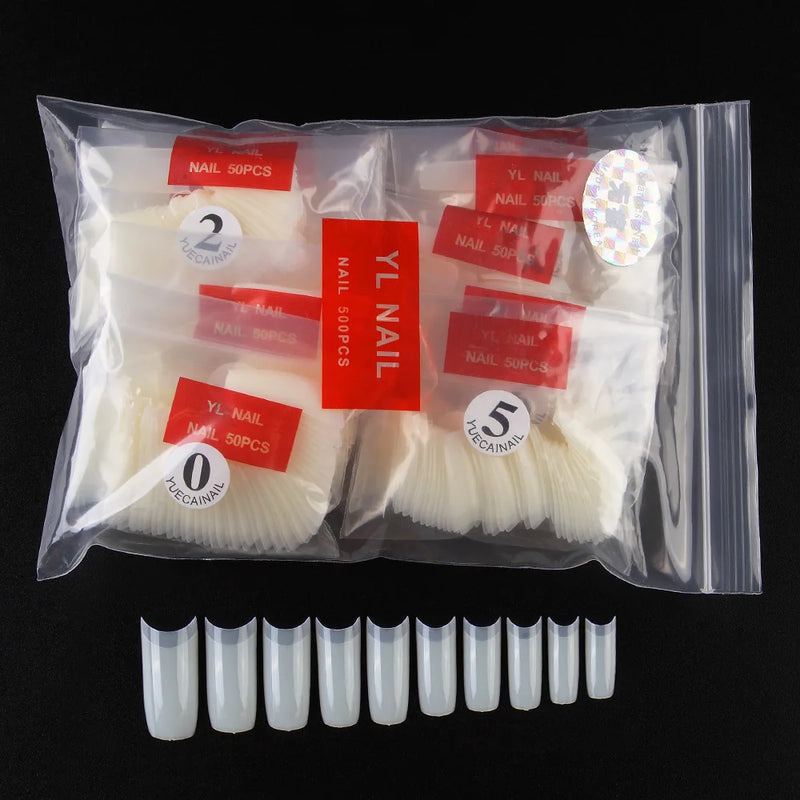 500pcs Half Cover False Nails Press on Nails Tips Clear Acrylic Nails 10 Sizes  for Nail Salons DIY