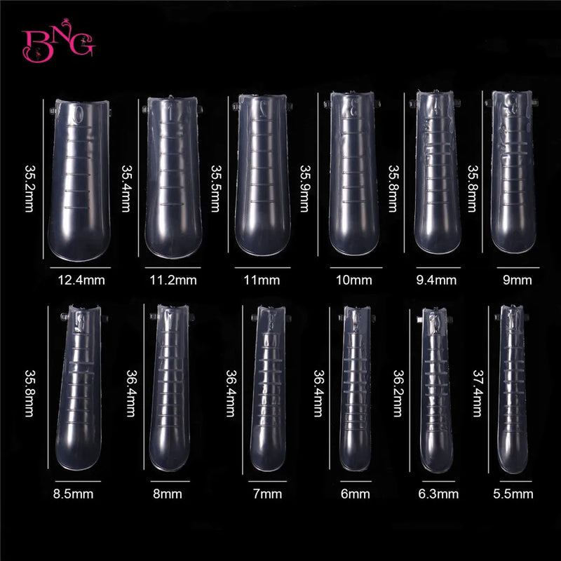 120PCS Clear Dual Forms for Poly Gel – Stiletto & Coffin Nail Extension Moulds