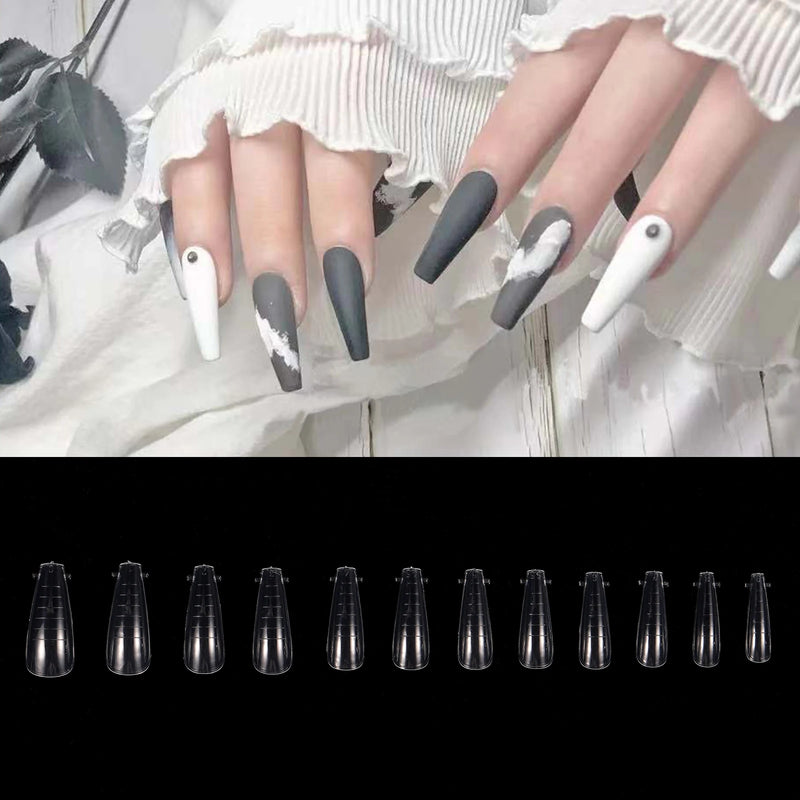 120PCS Clear Dual Forms for Poly Gel – Stiletto & Coffin Nail Extension Moulds
