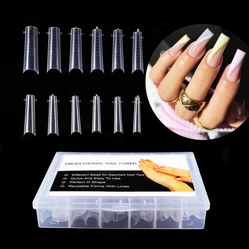 120PCS Clear Dual Forms for Poly Gel – Stiletto & Coffin Nail Extension Moulds
