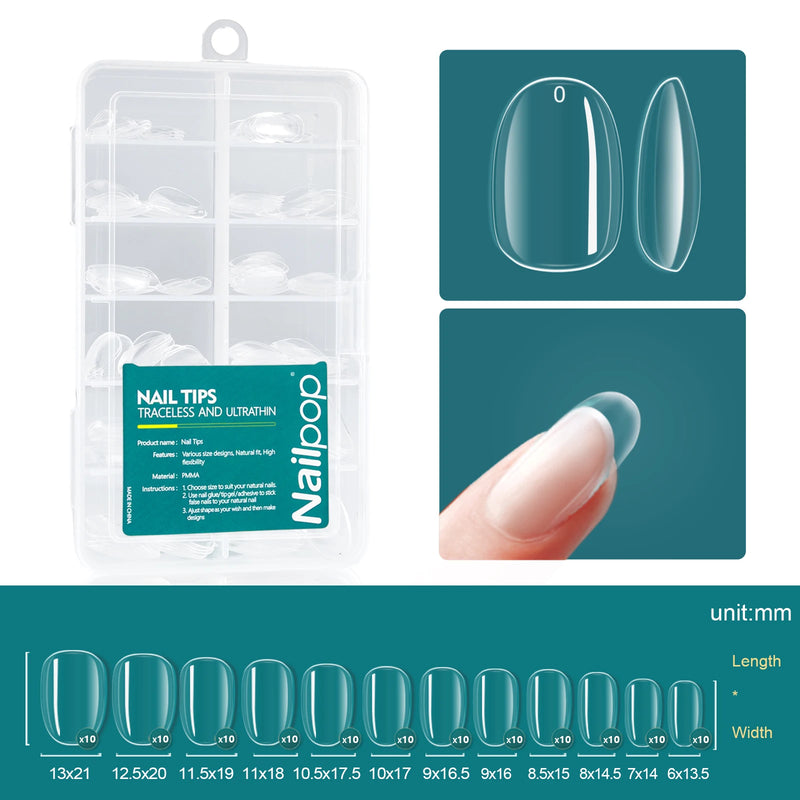 Nailpop Soft Gel Tips – Medium Almond & Coffin Nail Extensions (120pcs/Box)