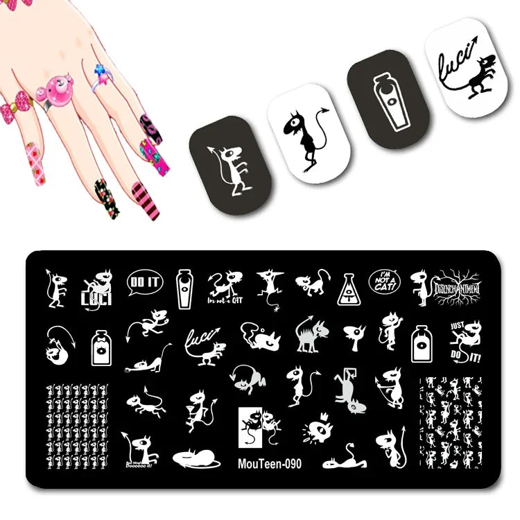 Cartoon Nail Stamping Plate – Stainless Steel Nail Art Template for DIY Manicures (12x6cm)