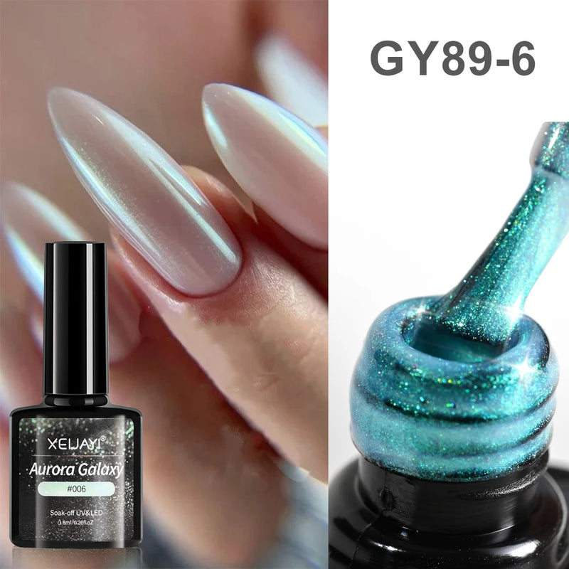 15ml Cat Eye Gel Nail Polish - Glitter Aurora Mermaid Sparkly Soak Off UV Gel Varnish