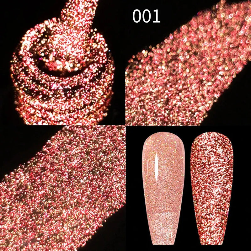 8ml Reflective Glitter Gel Nail Polish – Diamond Sparkling UV/LED Semi-Permanent Gel for Nail Art