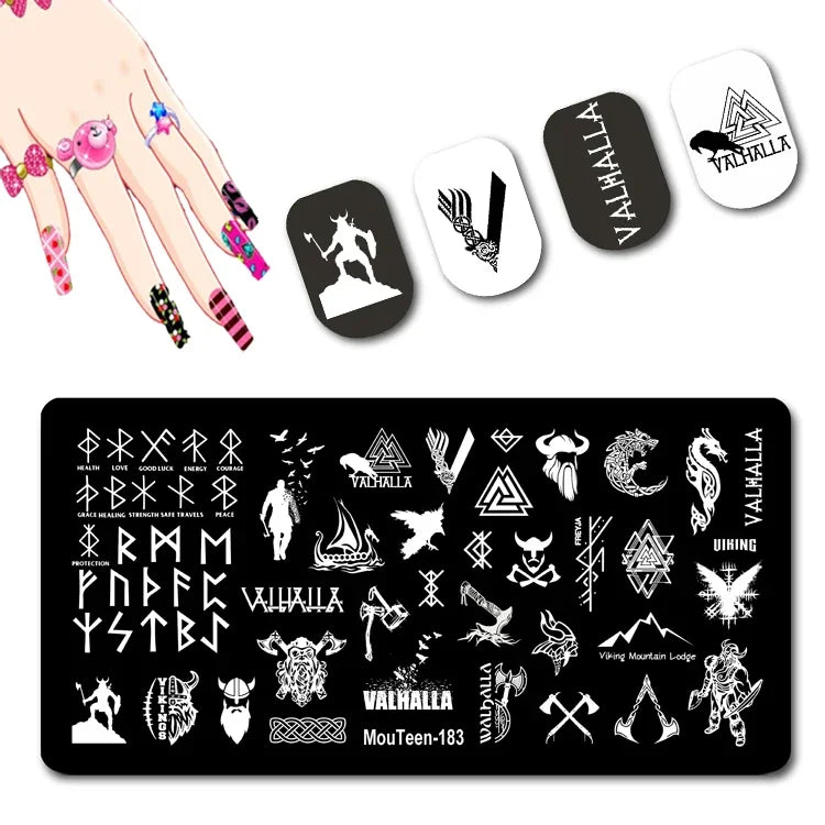 Cartoon Nail Stamping Plate – Stainless Steel Nail Art Template for DIY Manicures (12x6cm)