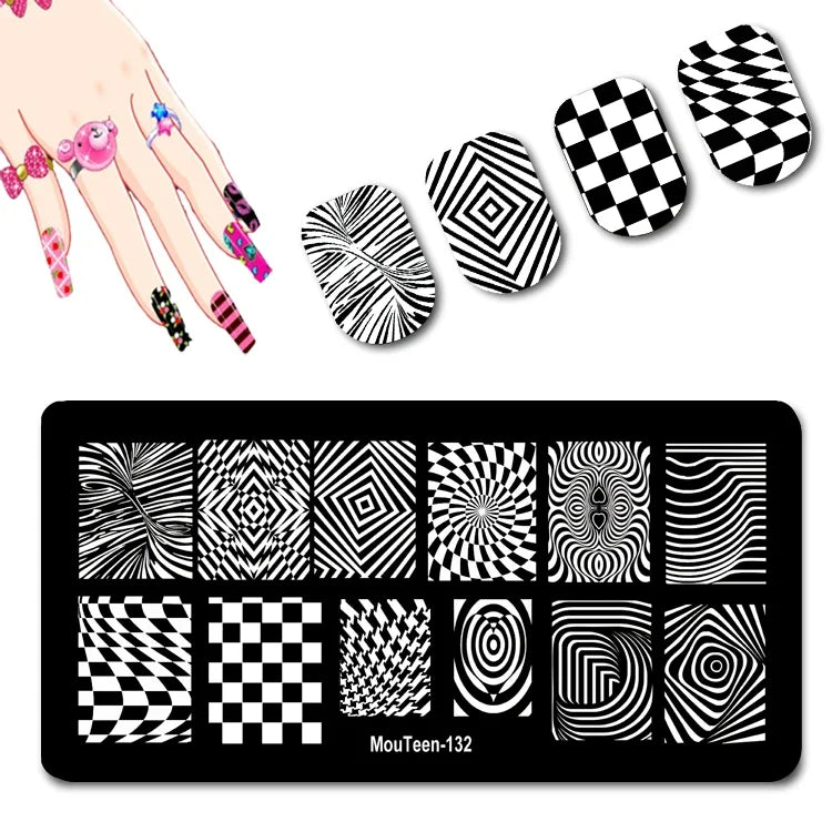 Cartoon Nail Stamping Plate – Stainless Steel Nail Art Template for DIY Manicures (12x6cm)