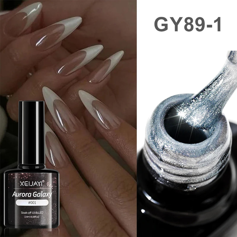 15ml Cat Eye Gel Nail Polish - Glitter Aurora Mermaid Sparkly Soak Off UV Gel Varnish