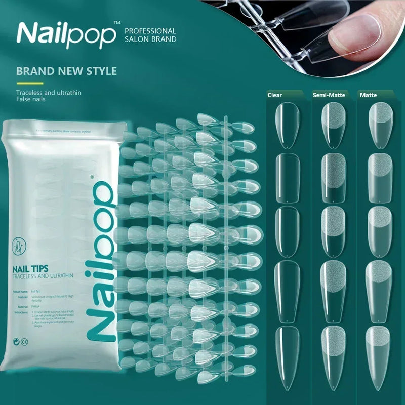 120PCS Coffin Soft Gel Press-On Nail Tips – Clear & Matte Full Cover for Extensions
