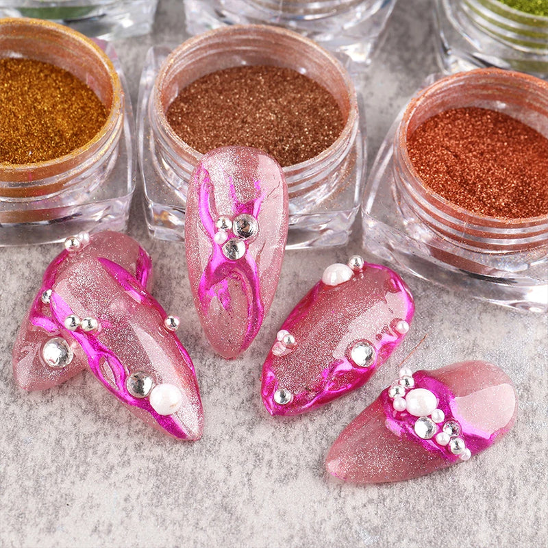 23 Colours Chrome Nail Powder Set – Y2K Metallic Mirror Pigments for Gel Nails & Nail Art Design