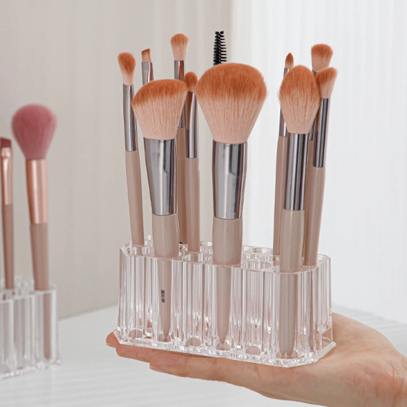 26-Hole Acrylic Nail Brush Organiser – Clear Display Shelf for Nail Art & Makeup Storage