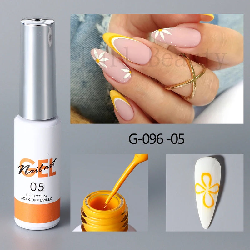 Champagne Gold & Silver Glitter Liner Gel – 5ml Super Bright French Line Nail Art Polish