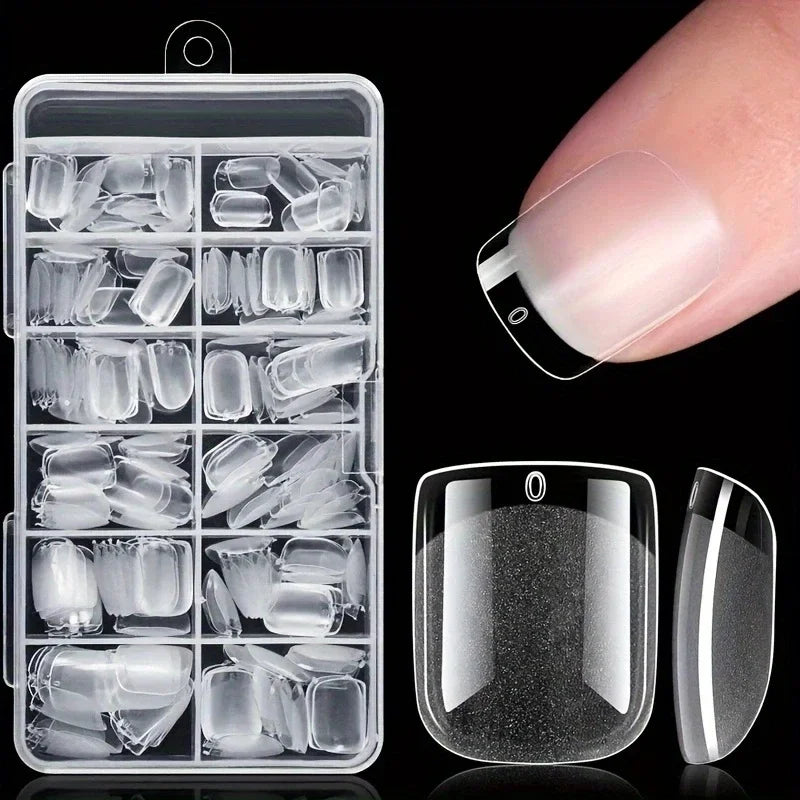 120PCS Soft Gel Short Square False Nails – Half Matte Acrylic Nail Tips for DIY