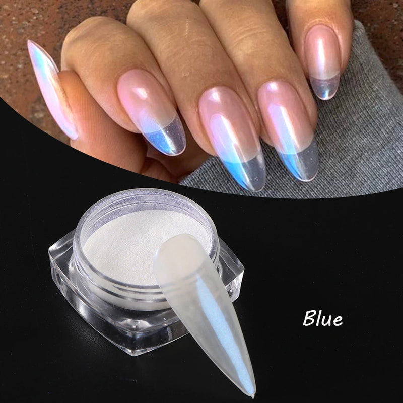 Moonlight Pearl White Chrome Powder – Aurora Mirror Nail Glitter