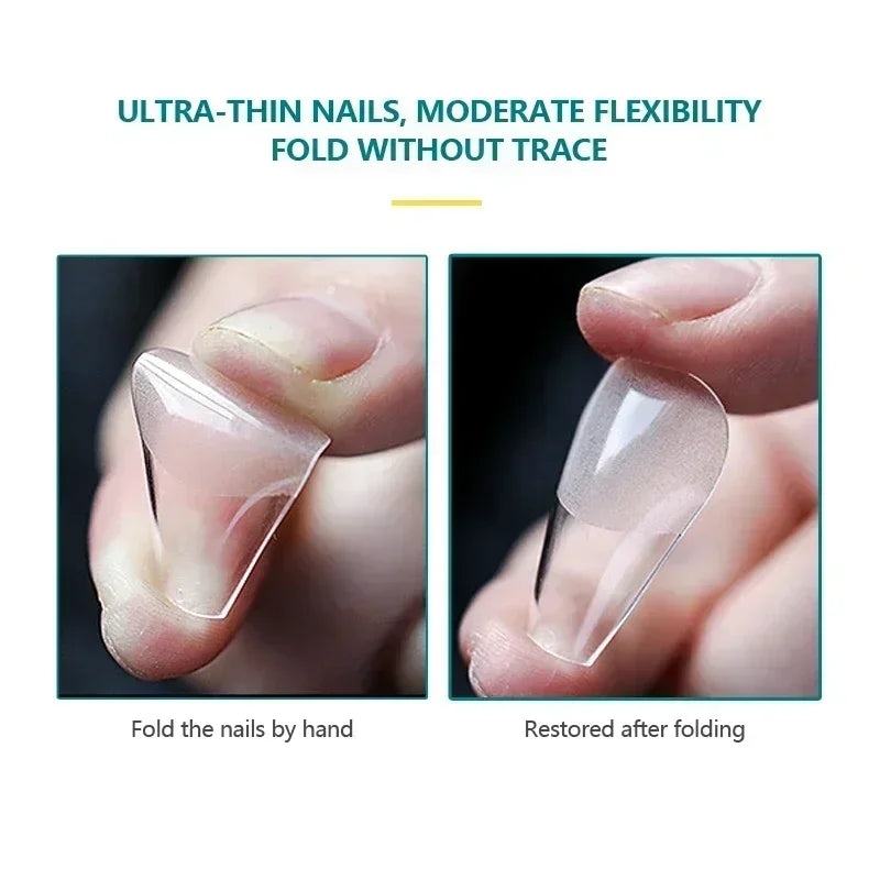 120PCS Coffin Soft Gel Press-On Nail Tips – Clear & Matte Full Cover for Extensions