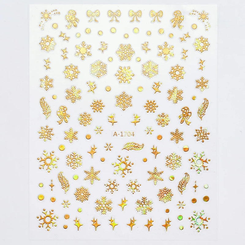12 Sheets Nail Art Stickers – 3D Self-Adhesive Decals for Holiday Manicures