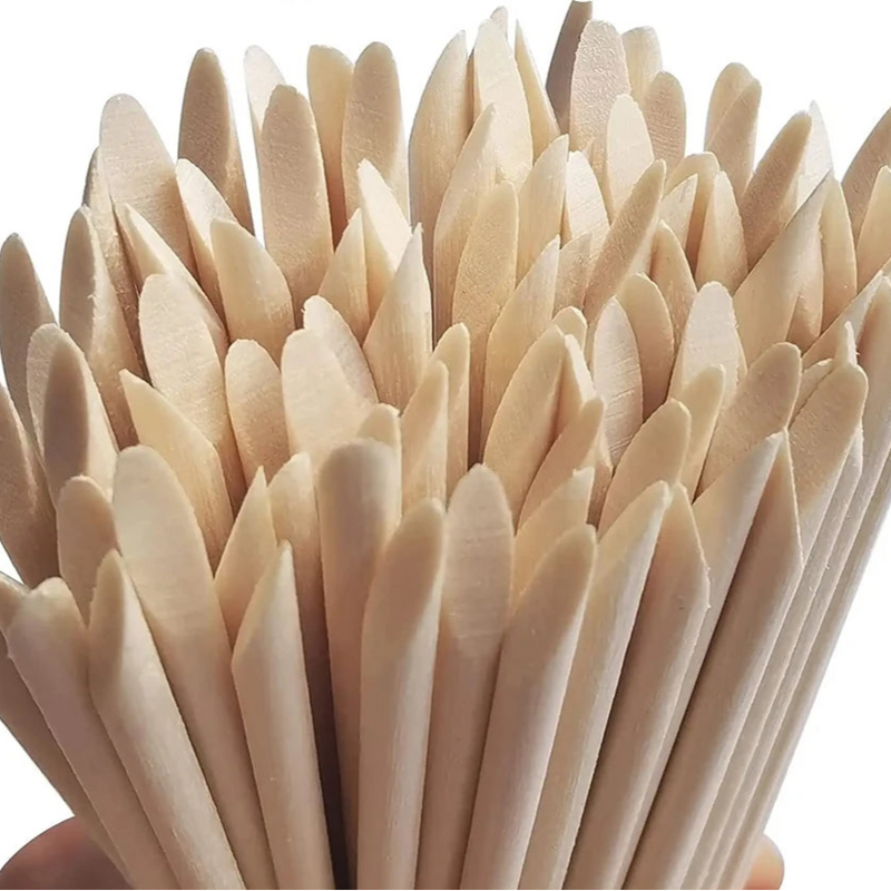 50/100pcs Orange Wood Cuticle Pushers – Dual-End Nail Art Sticks for Manicure & Pedicure Care