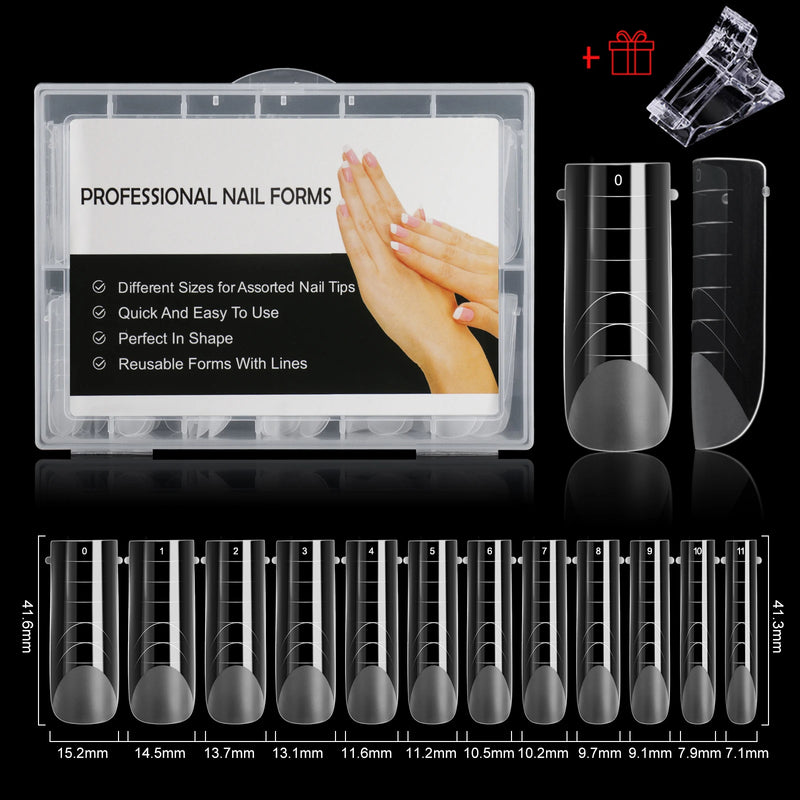120PCS Clear Dual Forms for Poly Gel – Stiletto & Coffin Nail Extension Moulds