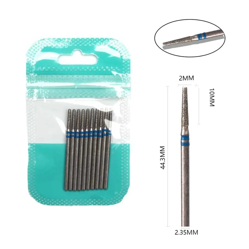 10pcs Diamond Nail Drill Bits Set – 3/32" Electric Manicure & Pedicure Milling Cutter