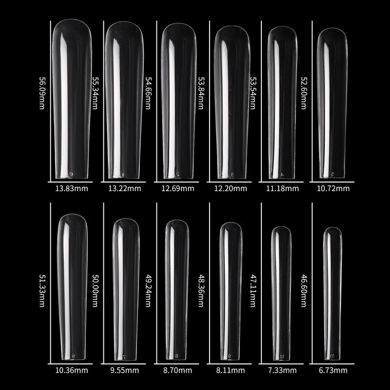 120PCS 3XL Extra Long Square Straight Nail Tips – Full Cover Clear Acrylic Press-On Nails