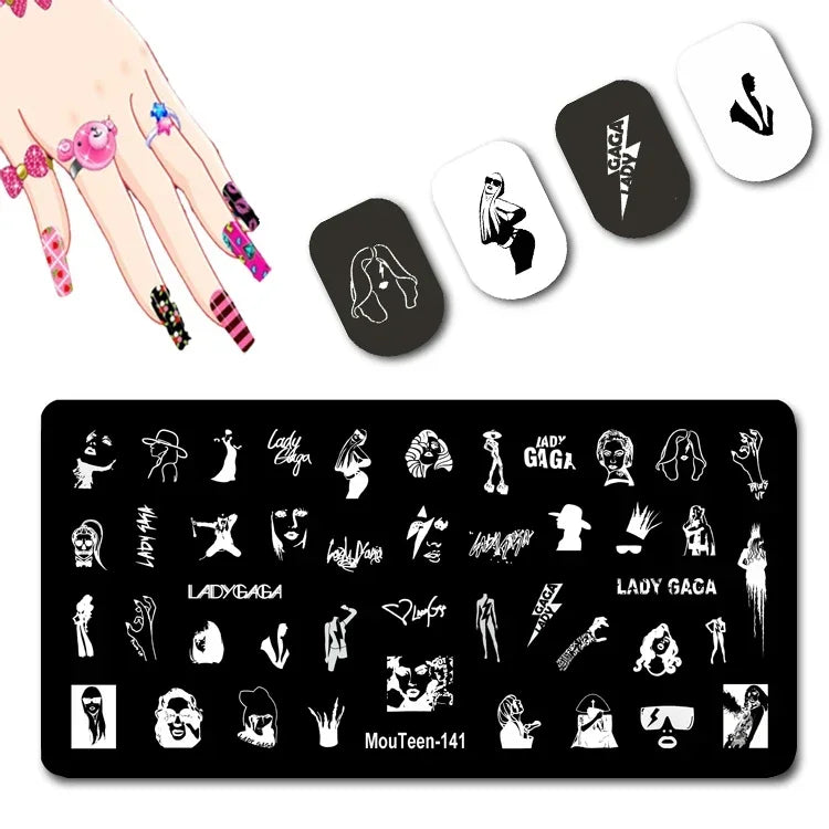 Cartoon Nail Stamping Plate – Stainless Steel Nail Art Template for DIY Manicures (12x6cm)