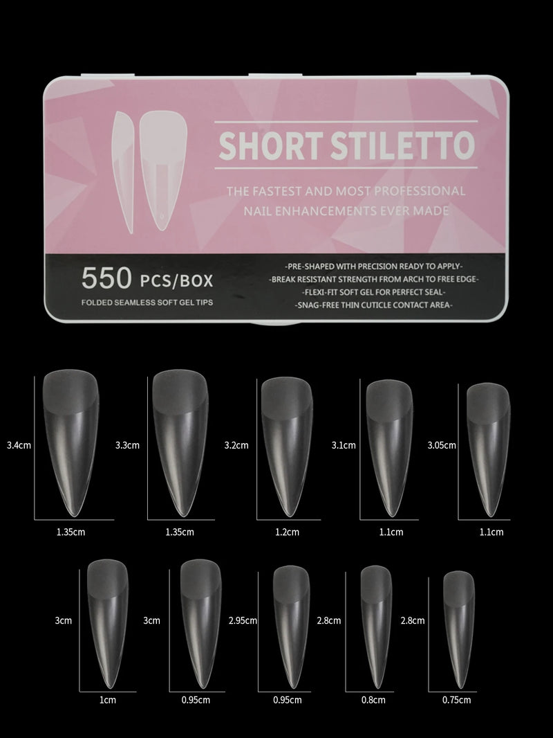 550pcs Soft Gel Coffin Nail Tips – Long Half-Matte Full Cover False Nails for DIY Acrylic Manicures