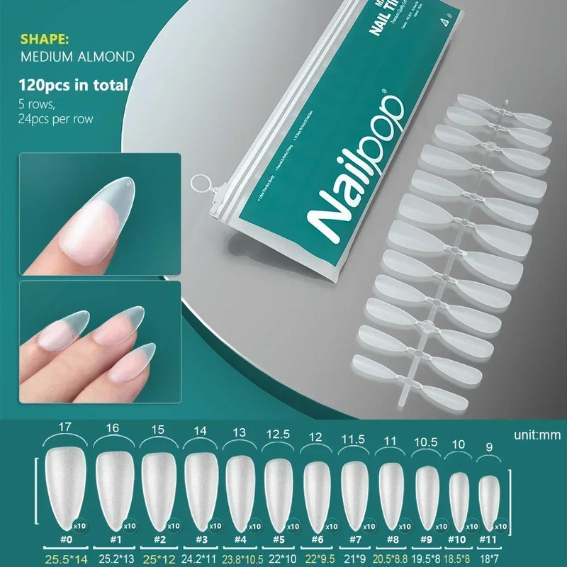 120PCS Coffin Soft Gel Press-On Nail Tips – Clear & Matte Full Cover for Extensions