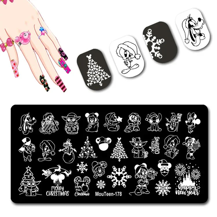 Cartoon Nail Stamping Plate – Stainless Steel Nail Art Template for DIY Manicures (12x6cm)
