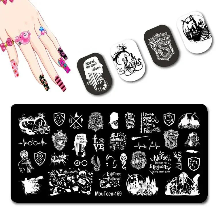Cartoon Nail Stamping Plate – Stainless Steel Nail Art Template for DIY Manicures (12x6cm)