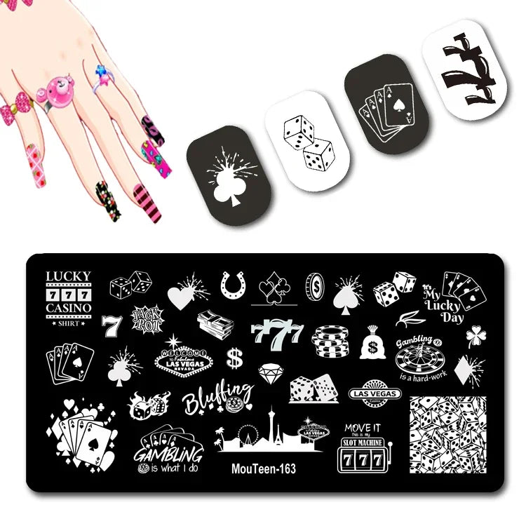 Cartoon Nail Stamping Plate – Stainless Steel Nail Art Template for DIY Manicures (12x6cm)