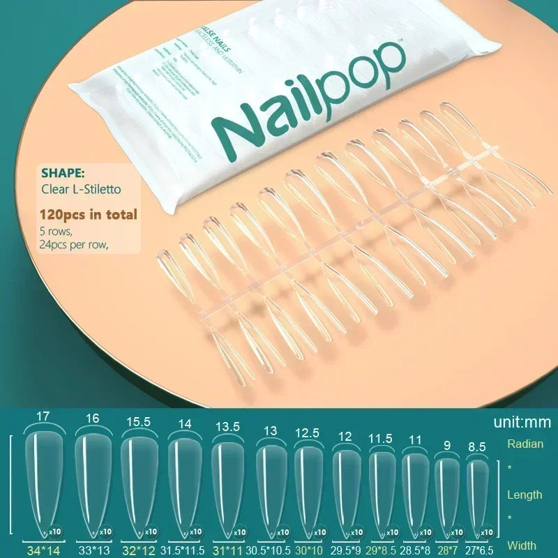 120PCS Coffin Soft Gel Press-On Nail Tips – Clear & Matte Full Cover for Extensions