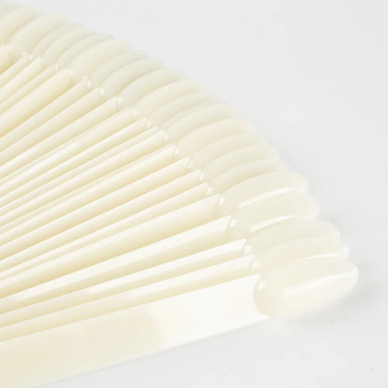 50PCS Clear & Natural Nail Colour Display Tips – Fan-Shaped Practice Palette for Gel Polish