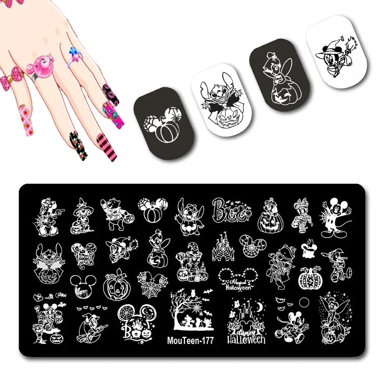 Cartoon Nail Stamping Plate – Stainless Steel Nail Art Template for DIY Manicures (12x6cm)
