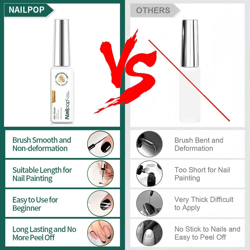 NAILPOP Gel Nail Polish Liner 8ml – 5 Colours for French Tips, Swirls & DIY Nail Art, UV Cure