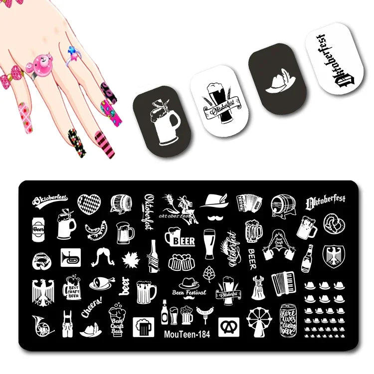 Cartoon Nail Stamping Plate – Stainless Steel Nail Art Template for DIY Manicures (12x6cm)