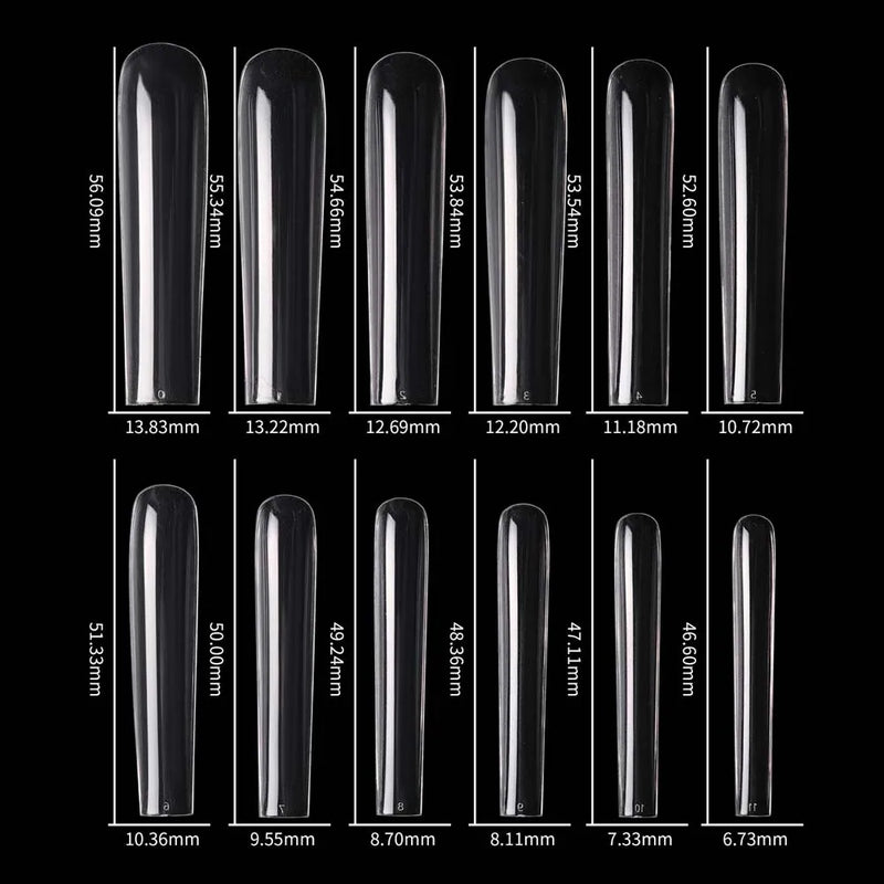 120PCS 3XL Extra Long Square Straight Nail Tips – Full Cover Clear Acrylic Press-On Nails