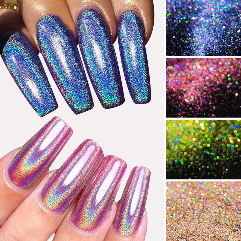 10g/Bag Rubbing Nail Powder Holographic Extra Fine Glitter Mirror Chrome Pigment Dust UV Gel Polish