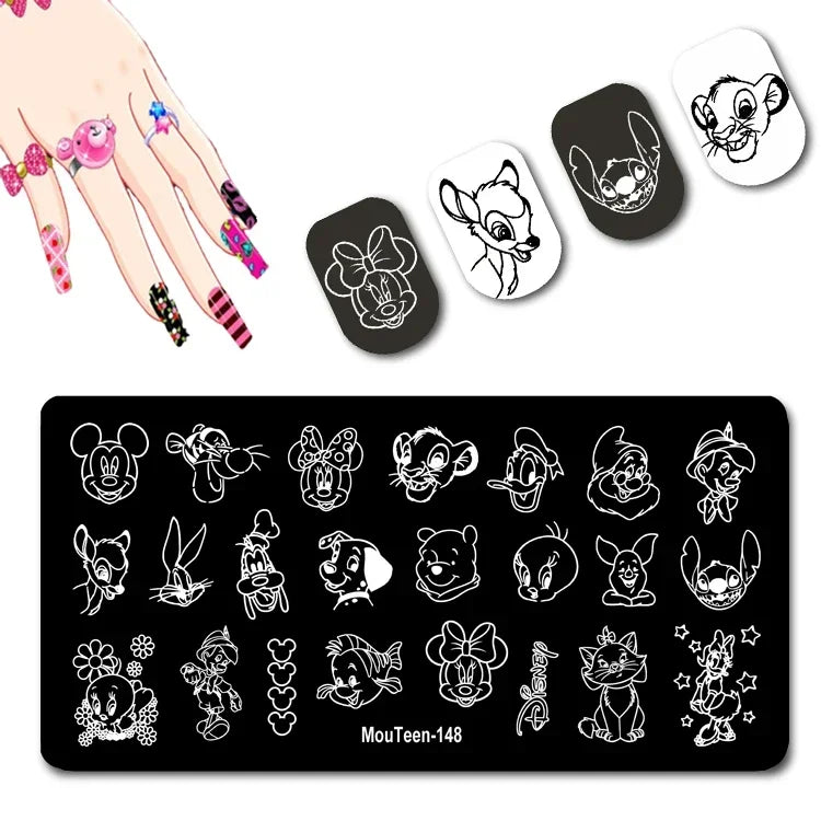 Cartoon Nail Stamping Plate – Stainless Steel Nail Art Template for DIY Manicures (12x6cm)