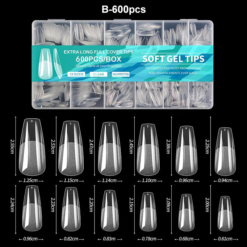 240pcs Luxury Soft Gel False Nail Tips – Semi-Matte Full Cover Artificial Extensions