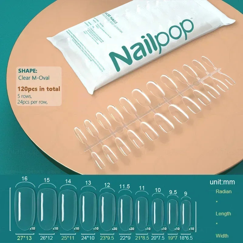 120PCS Coffin Soft Gel Press-On Nail Tips – Clear & Matte Full Cover for Extensions
