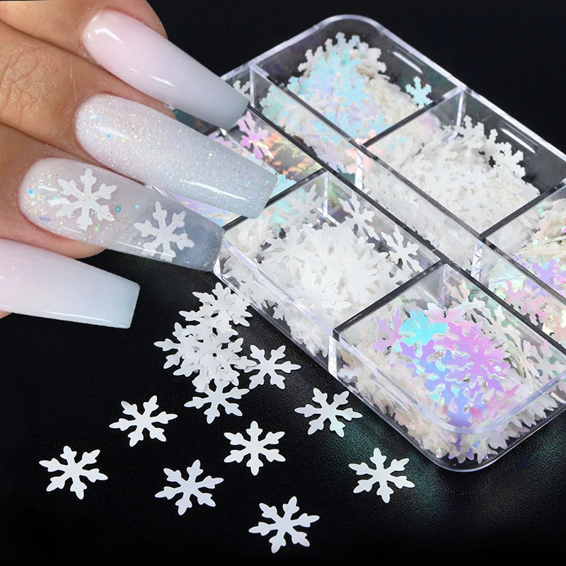 6 Grids Orange Maple Leaves Nail Glitter Sequins Mixed Shiny Fallen Leaf Flakes Autumn Nail Art