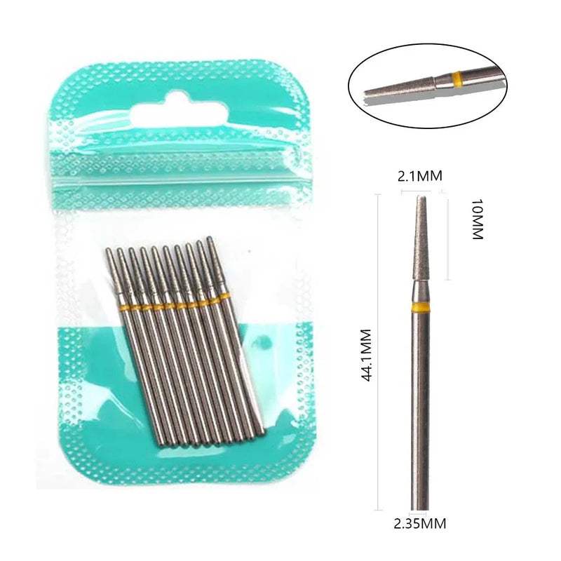10pcs Diamond Nail Drill Bits Set – 3/32" Electric Manicure & Pedicure Milling Cutter